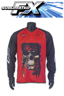 Ground Zero Social Paintball Pirate Skull Red Long Sleeve Sublimated Shirt