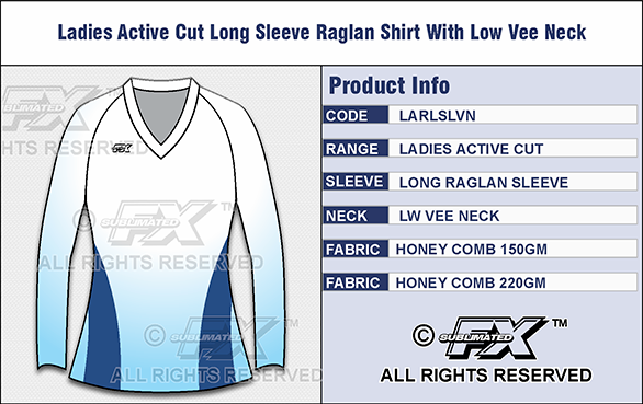 Sublimated FX Womens Active Range Raglan Sleeve Shirt with Low vee neck collar